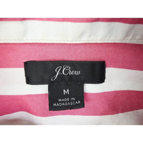 J. Crew Size Medium Womens Red White Stripe Long Sleeve Cotton Pocket Shirt - Picture 4 of 9